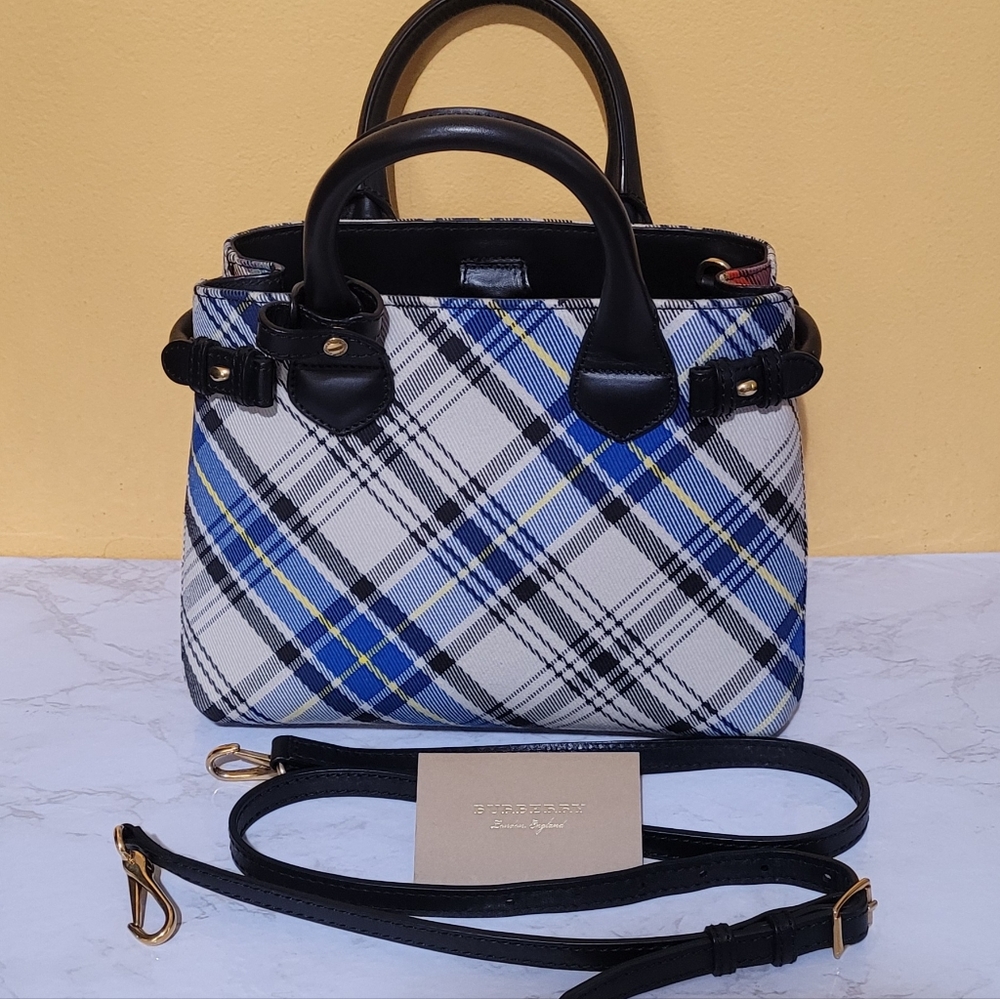 Burberry Crossbody Small Banner Tartan Check Multi Color Textile/Leather Tote